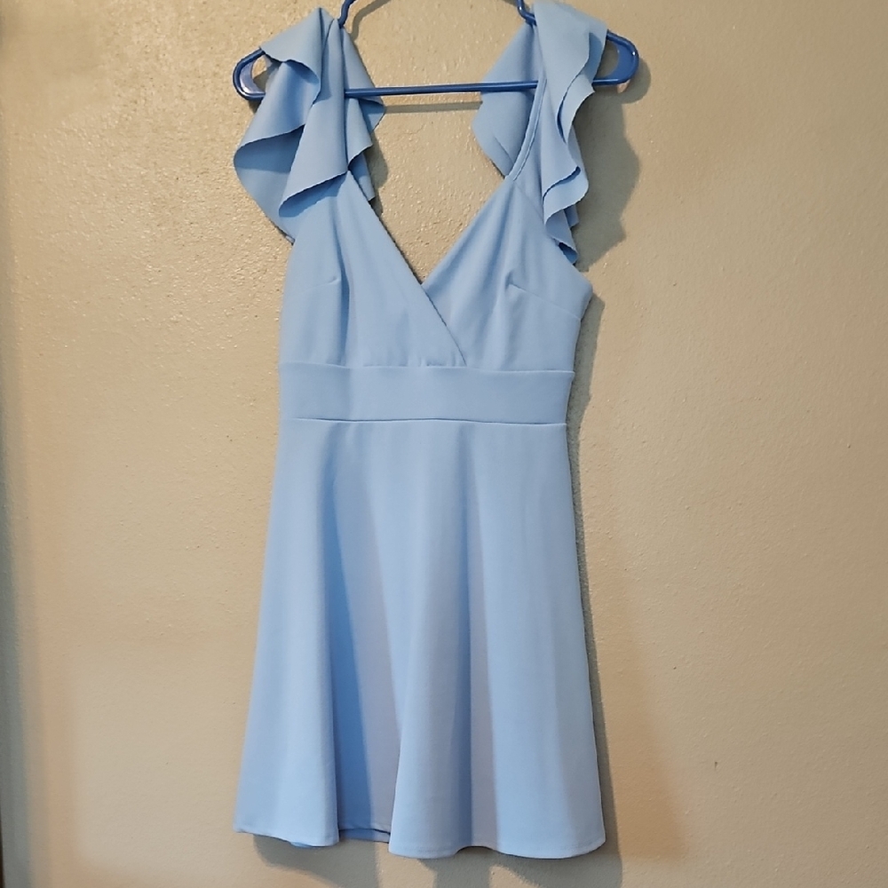 Altar'd State Blue Ruffled Mini Dress for Weddings
